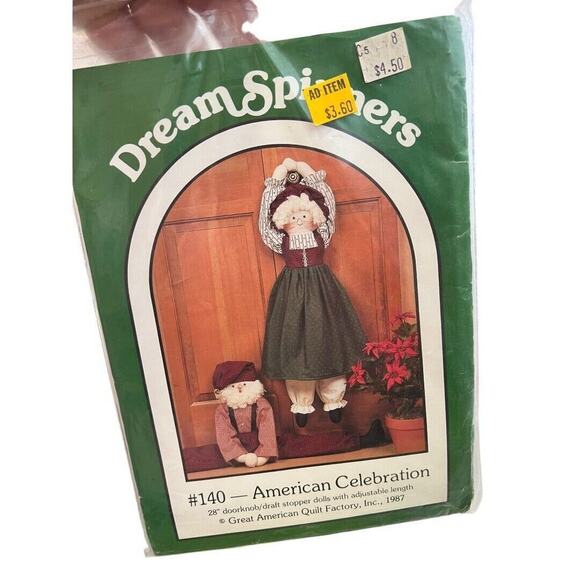 Dream Spinners American Celebration Door Knob Draft Stopper Doll Sewing Pattern - Picture 5 of 6